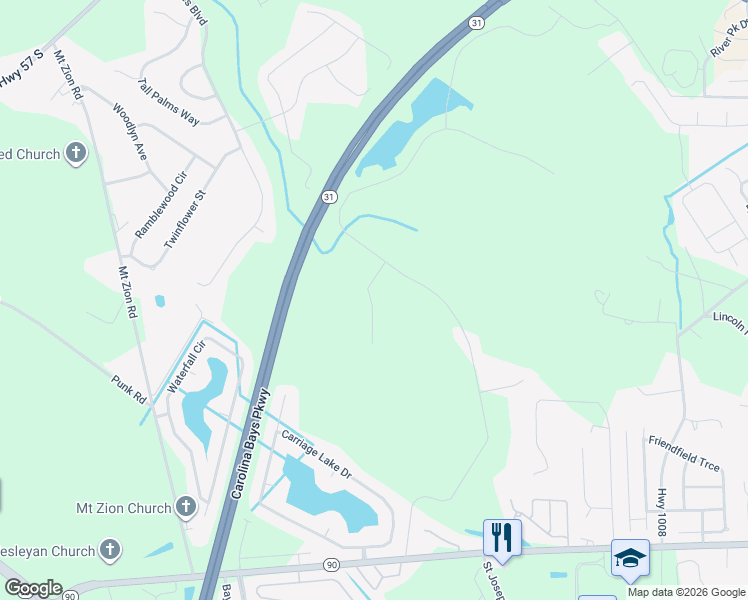 map of restaurants, bars, coffee shops, grocery stores, and more near 1321 Reflection Pond Drive in Little River