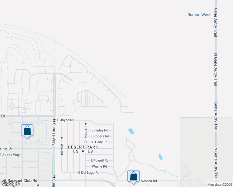 map of restaurants, bars, coffee shops, grocery stores, and more near 2426 Savanna Way in Palm Springs