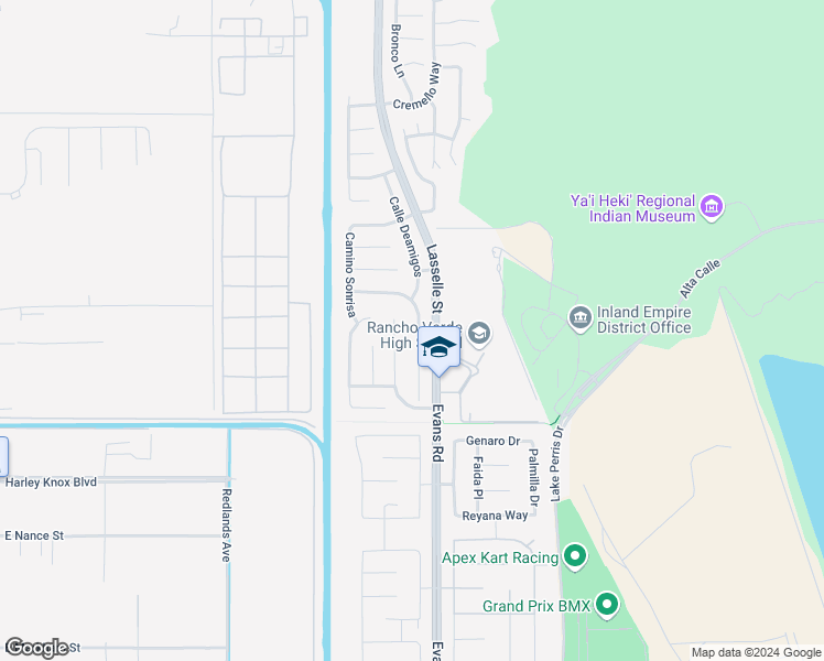map of restaurants, bars, coffee shops, grocery stores, and more near 17712 Camino Del Rey in Moreno Valley