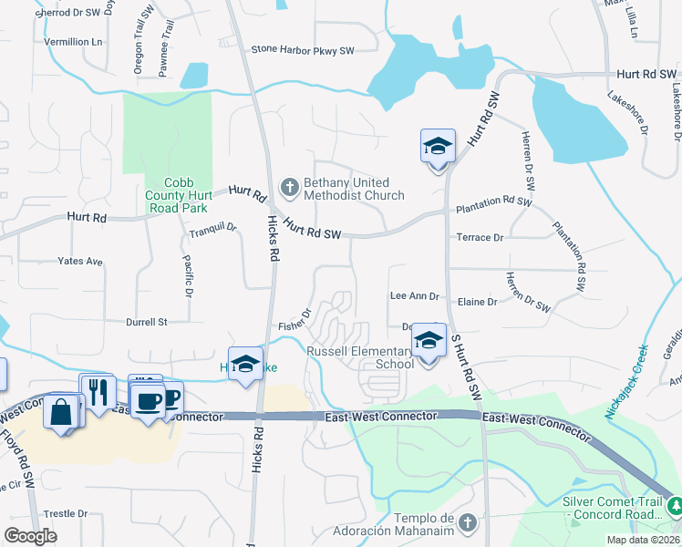 map of restaurants, bars, coffee shops, grocery stores, and more near 3782 Fisher Drive in Smyrna
