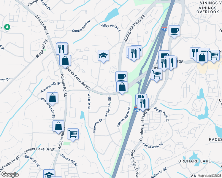 map of restaurants, bars, coffee shops, grocery stores, and more near 3621 Hester Avenue in Smyrna