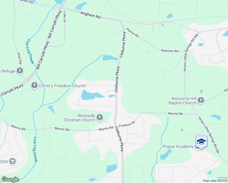 map of restaurants, bars, coffee shops, grocery stores, and more near 1640 Cleburne Parkway in Hiram