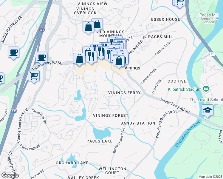 map of restaurants, bars, coffee shops, grocery stores, and more near 3700 Tanglewood Drive in Atlanta