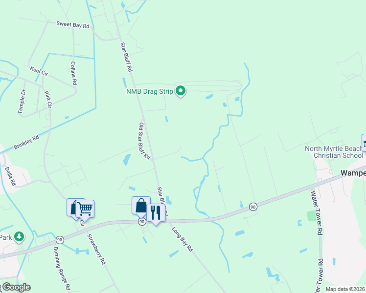 map of restaurants, bars, coffee shops, grocery stores, and more near 2145 Star Bluff Road in Longs