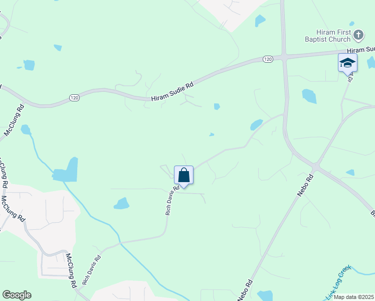 map of restaurants, bars, coffee shops, grocery stores, and more near 552 Rich Davis Road in Hiram