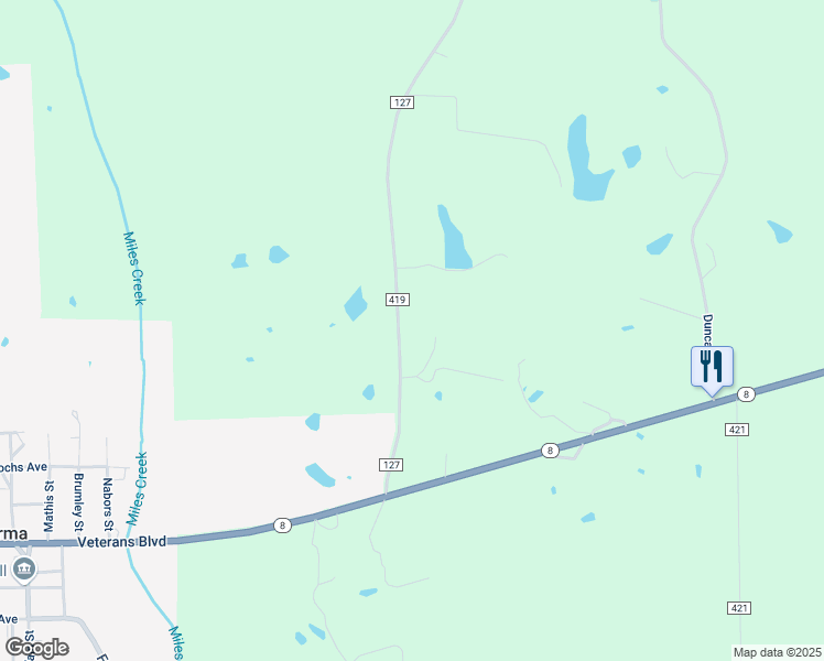 map of restaurants, bars, coffee shops, grocery stores, and more near 35 County Road 419 in Calhoun City