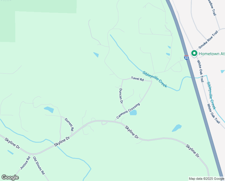 map of restaurants, bars, coffee shops, grocery stores, and more near 65 Monroe Drive in Warrior