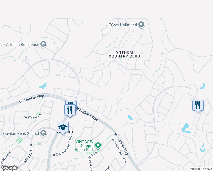 map of restaurants, bars, coffee shops, grocery stores, and more near 2152 West Stonewall Court in Anthem