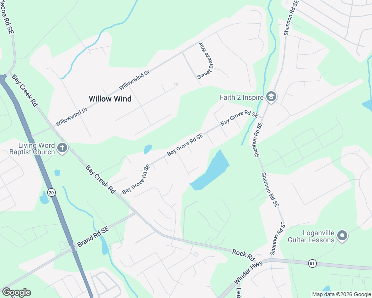 map of restaurants, bars, coffee shops, grocery stores, and more near 3807 Bay Orchard Lane in Loganville