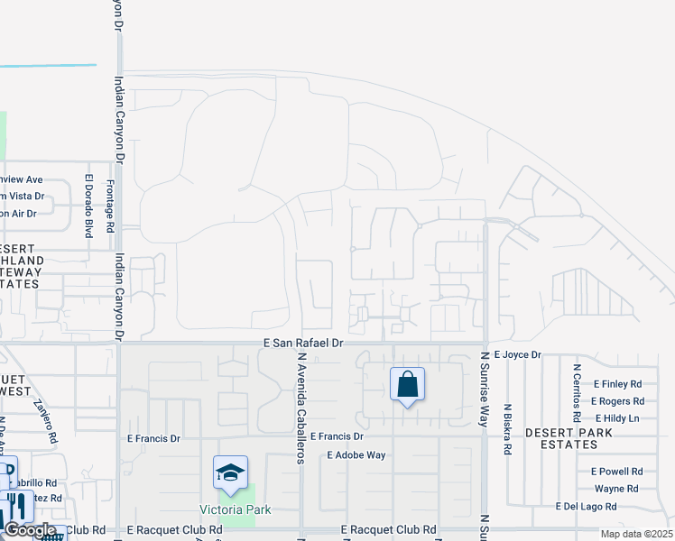 map of restaurants, bars, coffee shops, grocery stores, and more near 3460 North Avenida San Gabriel Road in Palm Springs