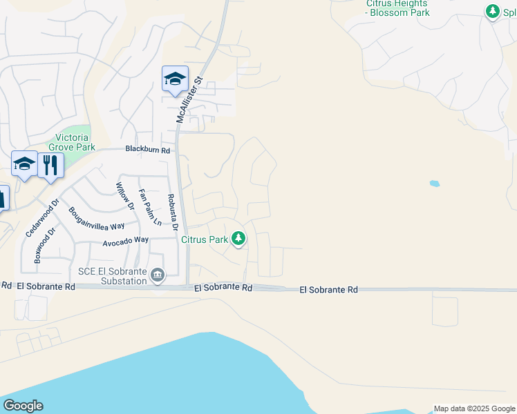 map of restaurants, bars, coffee shops, grocery stores, and more near 13023 Arroyo Seco Court in Riverside