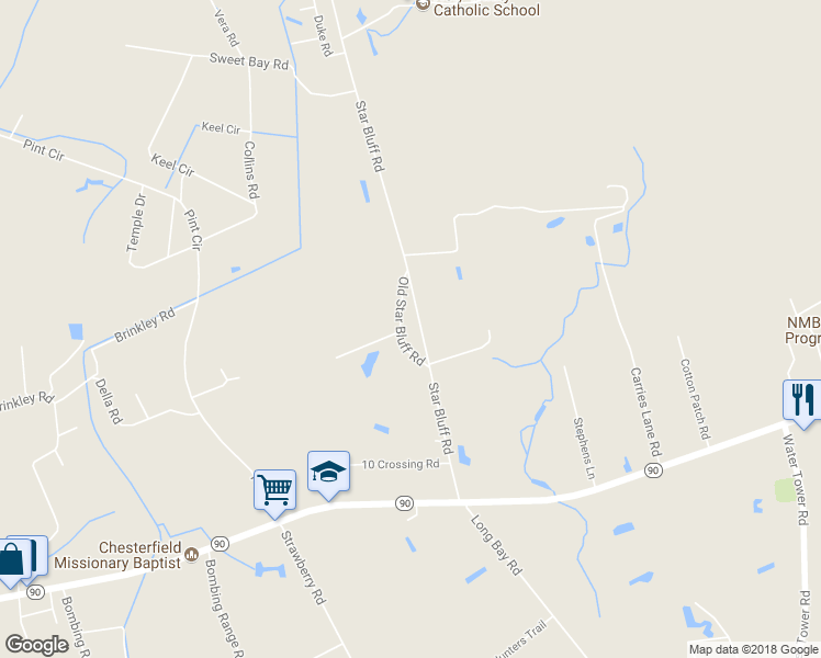 map of restaurants, bars, coffee shops, grocery stores, and more near 2025 Old Star Bluff Road in Longs