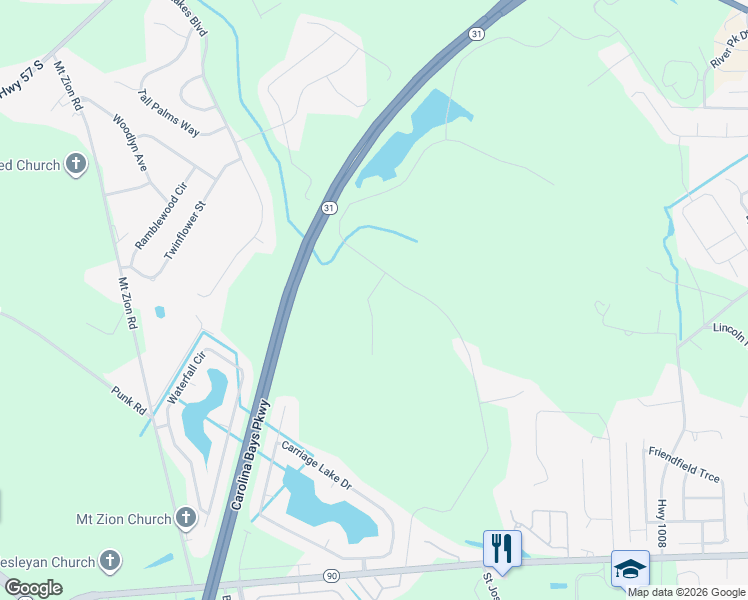 map of restaurants, bars, coffee shops, grocery stores, and more near 1321 Reflection Pond Drive in Little River