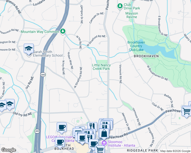 map of restaurants, bars, coffee shops, grocery stores, and more near 832 Stovall Boulevard Northeast in Atlanta