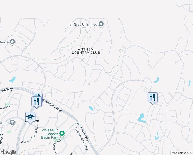 map of restaurants, bars, coffee shops, grocery stores, and more near 41622 North Pinion Hills Court in New River