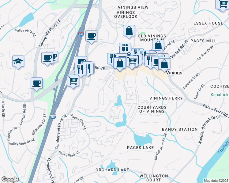 map of restaurants, bars, coffee shops, grocery stores, and more near 2848 Broughton Lane Southeast in Atlanta