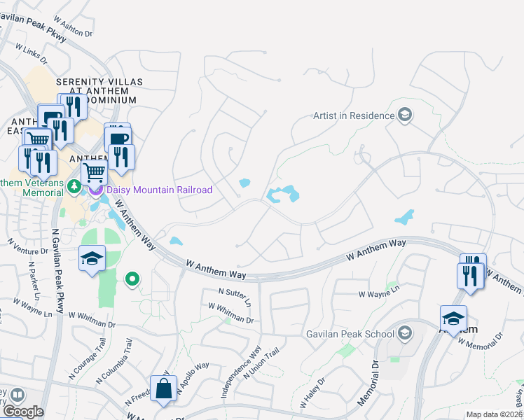 map of restaurants, bars, coffee shops, grocery stores, and more near 41628 North Cedar Chase Road in Anthem