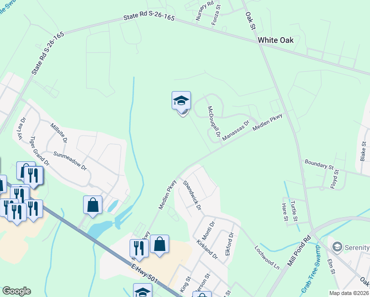 map of restaurants, bars, coffee shops, grocery stores, and more near in Conway