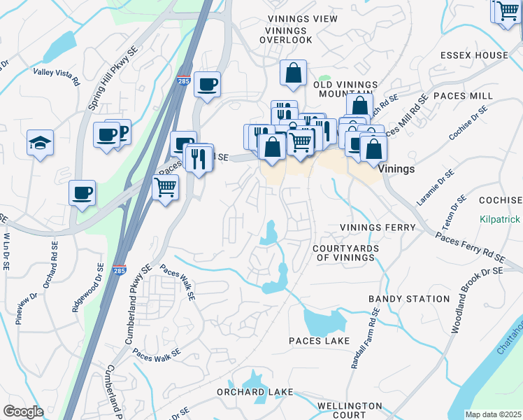 map of restaurants, bars, coffee shops, grocery stores, and more near 2848 Broughton Lane Southeast in Atlanta