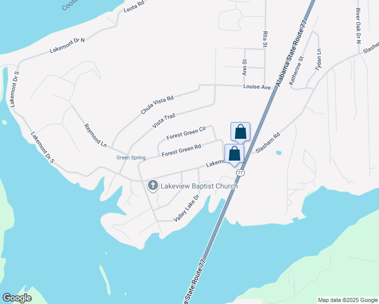map of restaurants, bars, coffee shops, grocery stores, and more near 1699 Forest Green Road in Gadsden