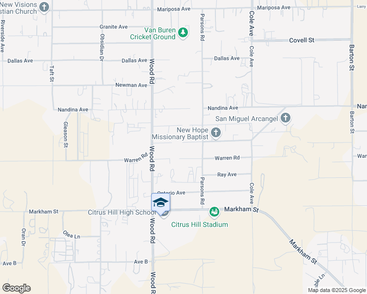 map of restaurants, bars, coffee shops, grocery stores, and more near 19165 Spalding Avenue in Riverside