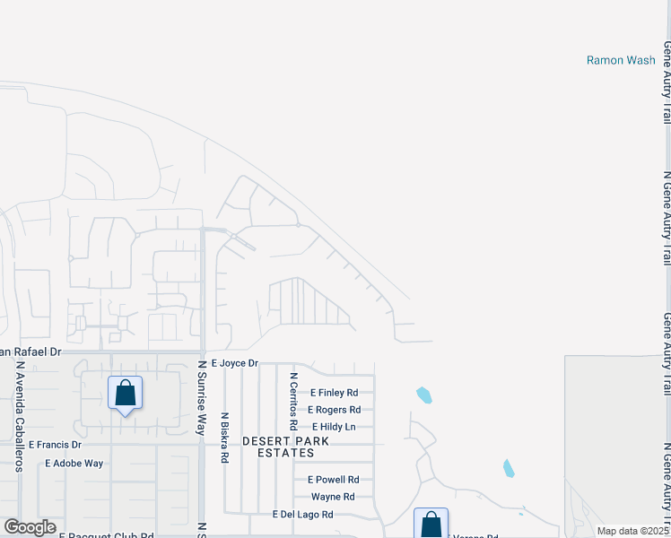 map of restaurants, bars, coffee shops, grocery stores, and more near 3597 Desert Sunset Way in Palm Springs