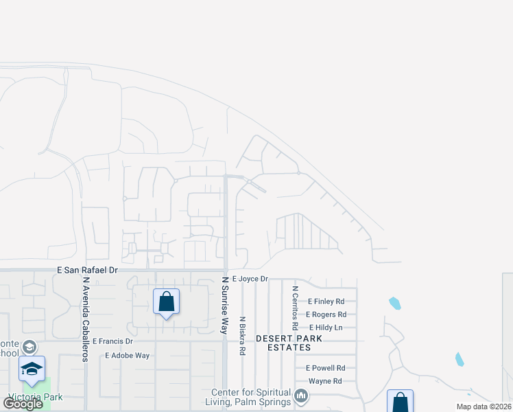 map of restaurants, bars, coffee shops, grocery stores, and more near 1815 Sand Canyon Way in Palm Springs