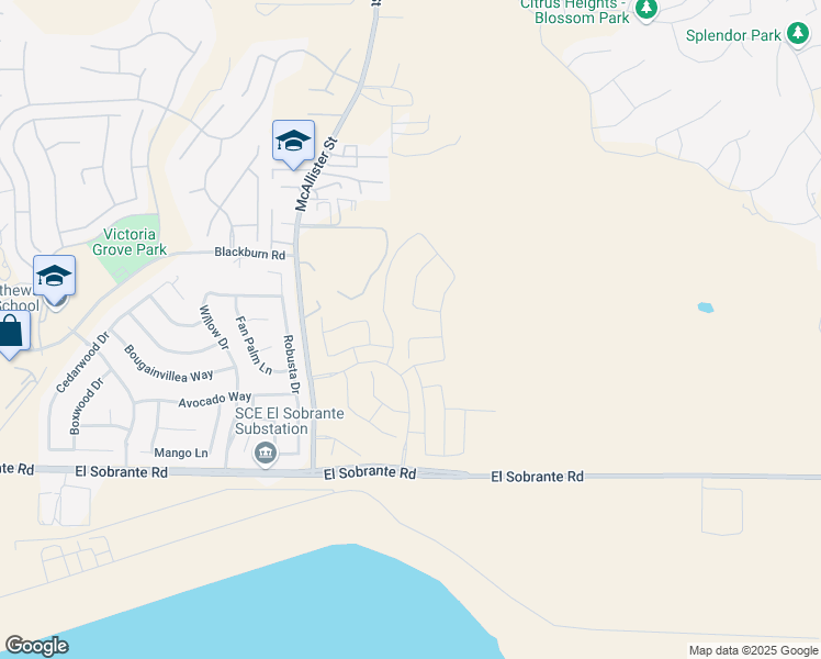 map of restaurants, bars, coffee shops, grocery stores, and more near 12998 Arroyo Seco Court in Riverside