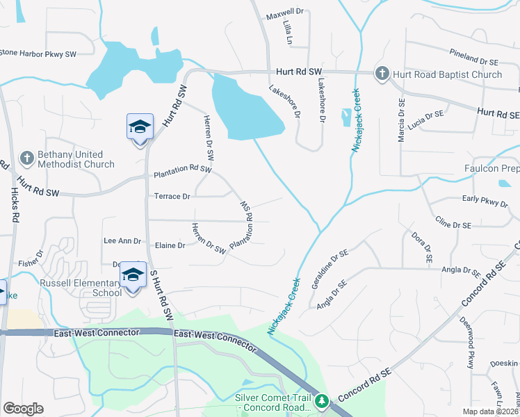 map of restaurants, bars, coffee shops, grocery stores, and more near 330 Foxfire Drive Southwest in Smyrna