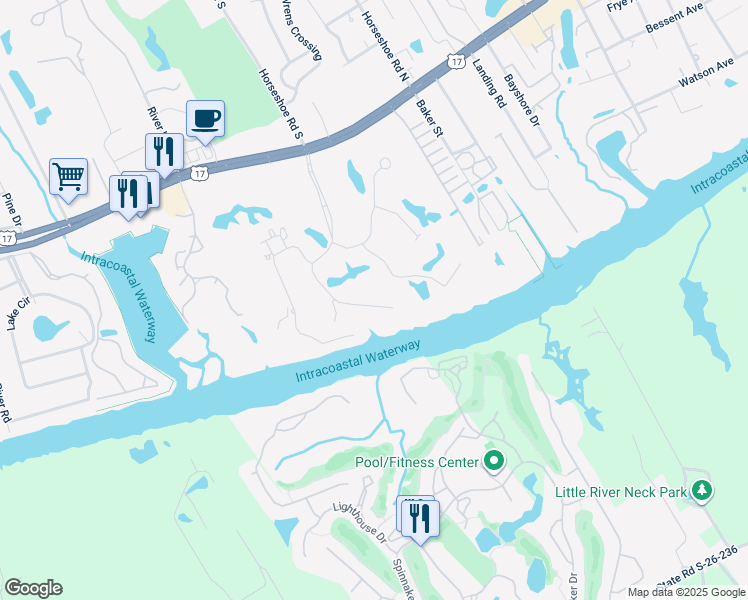 map of restaurants, bars, coffee shops, grocery stores, and more near 4413 Eastport Boulevard in Little River