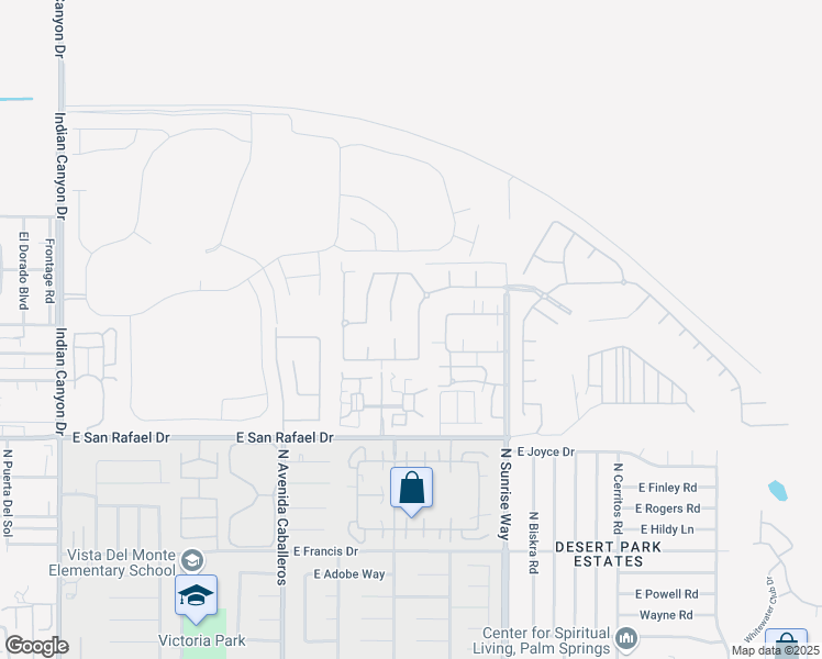 map of restaurants, bars, coffee shops, grocery stores, and more near 3555 Cliffrose Trail in Palm Springs