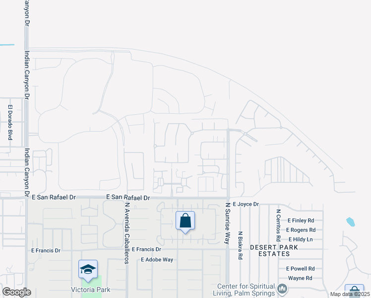 map of restaurants, bars, coffee shops, grocery stores, and more near 3555 Cliffrose Trail in Palm Springs