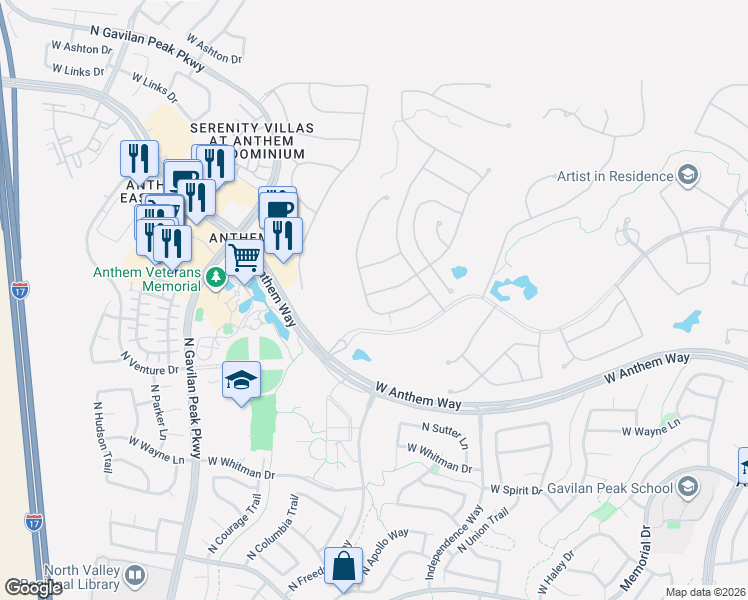 map of restaurants, bars, coffee shops, grocery stores, and more near 41634 North Emerald Lake Drive in New River