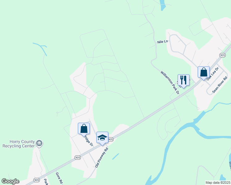 map of restaurants, bars, coffee shops, grocery stores, and more near Coquina Bay Drive in Conway