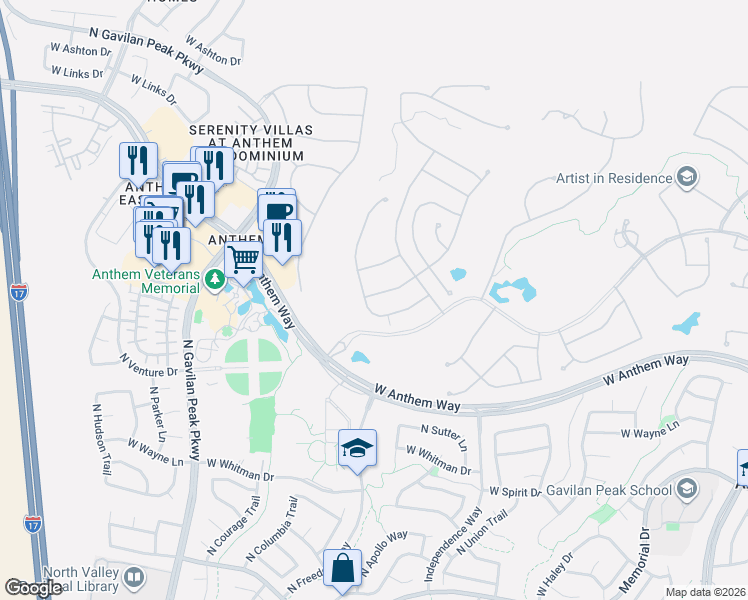 map of restaurants, bars, coffee shops, grocery stores, and more near 41634 North Emerald Lake Drive in New River