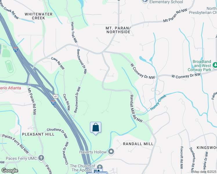 map of restaurants, bars, coffee shops, grocery stores, and more near 3985 Randall Mill Road Northwest in Atlanta