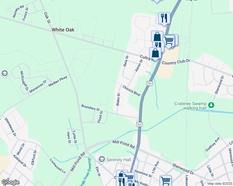 map of restaurants, bars, coffee shops, grocery stores, and more near 2413 Blake Street in Conway