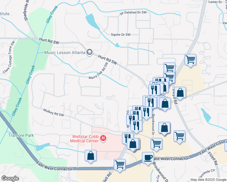 map of restaurants, bars, coffee shops, grocery stores, and more near 3755 North Medical Drive Northwest in Marietta