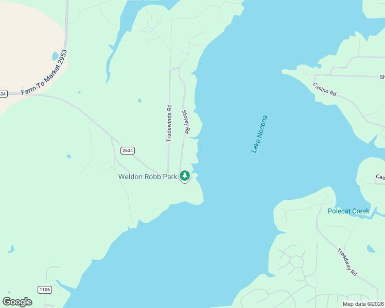 map of restaurants, bars, coffee shops, grocery stores, and more near 170 Storey Road in Nocona
