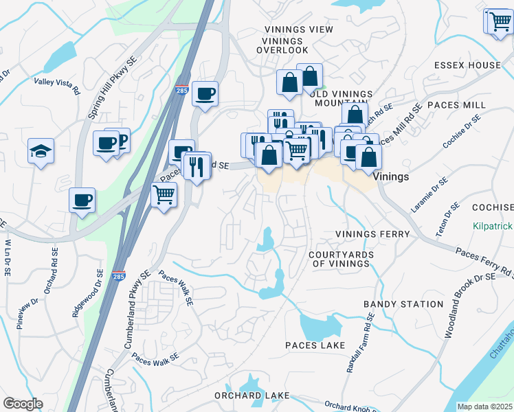map of restaurants, bars, coffee shops, grocery stores, and more near 2808 Broughton Lane Southeast in Atlanta