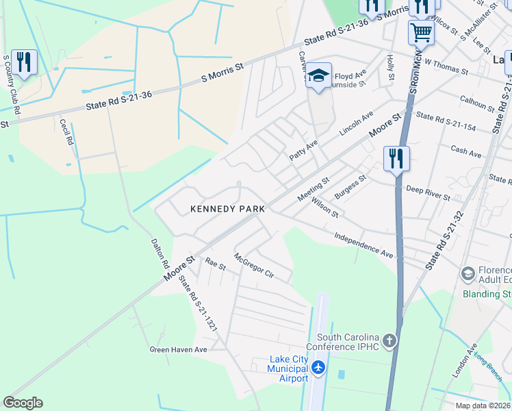 map of restaurants, bars, coffee shops, grocery stores, and more near 304 Independence Avenue in Lake City