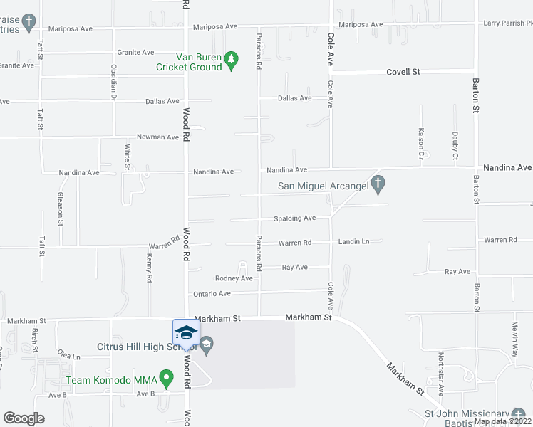 map of restaurants, bars, coffee shops, grocery stores, and more near 17620 Parsons Road in Riverside