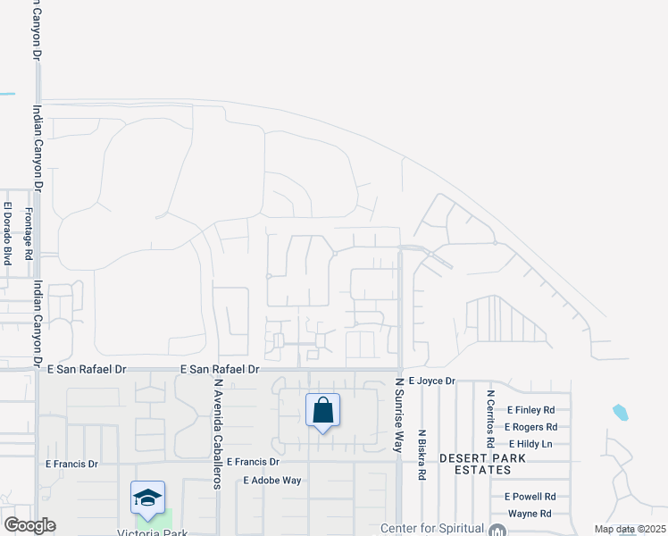 map of restaurants, bars, coffee shops, grocery stores, and more near 3695 Cliffrose Trail in Palm Springs