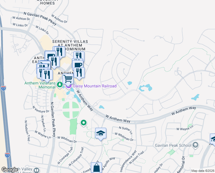 map of restaurants, bars, coffee shops, grocery stores, and more near 41717 North Emerald Lake Drive in Phoenix