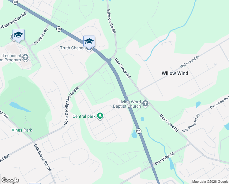 map of restaurants, bars, coffee shops, grocery stores, and more near 3601-3735 Loganville Highway Southwest in Loganville