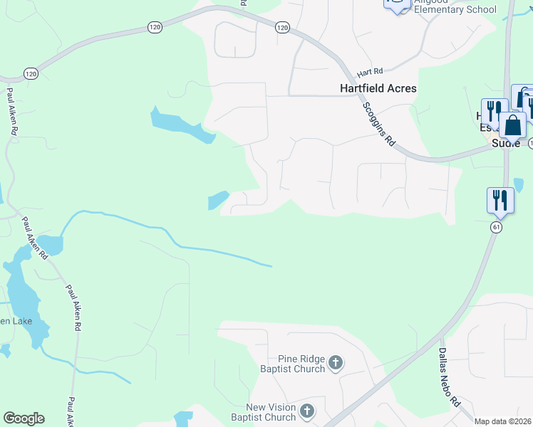 map of restaurants, bars, coffee shops, grocery stores, and more near 247 Paces Overlook Trace in Dallas