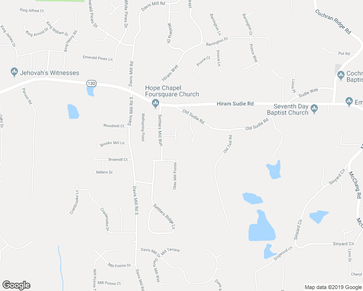 map of restaurants, bars, coffee shops, grocery stores, and more near 75 Harrow Court in Hiram