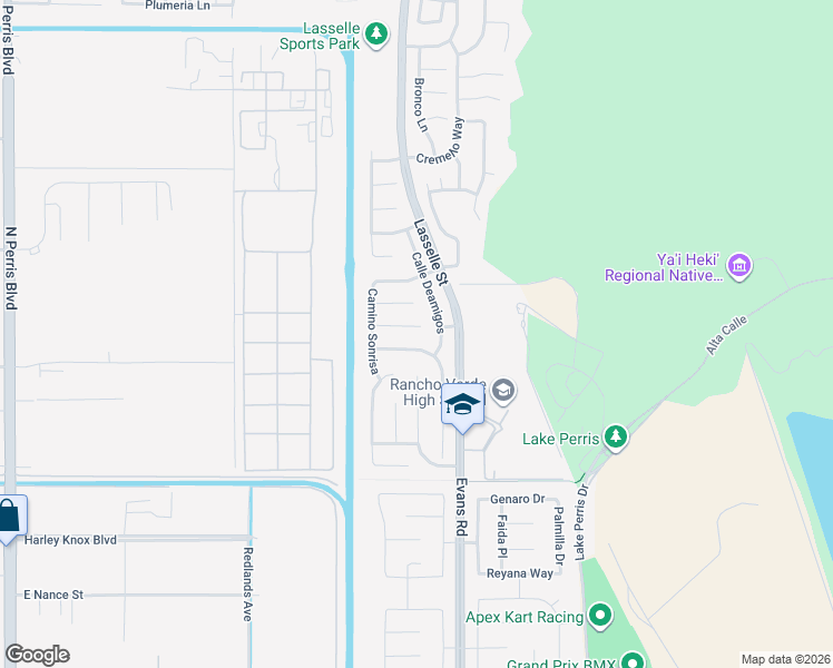 map of restaurants, bars, coffee shops, grocery stores, and more near 25977 Calle Ensenada in Moreno Valley