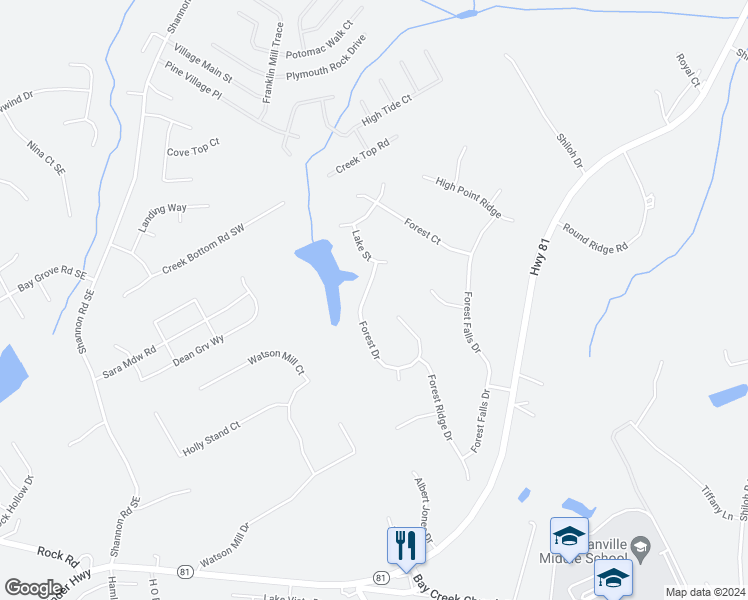 map of restaurants, bars, coffee shops, grocery stores, and more near 5334 Forest Drive in Loganville