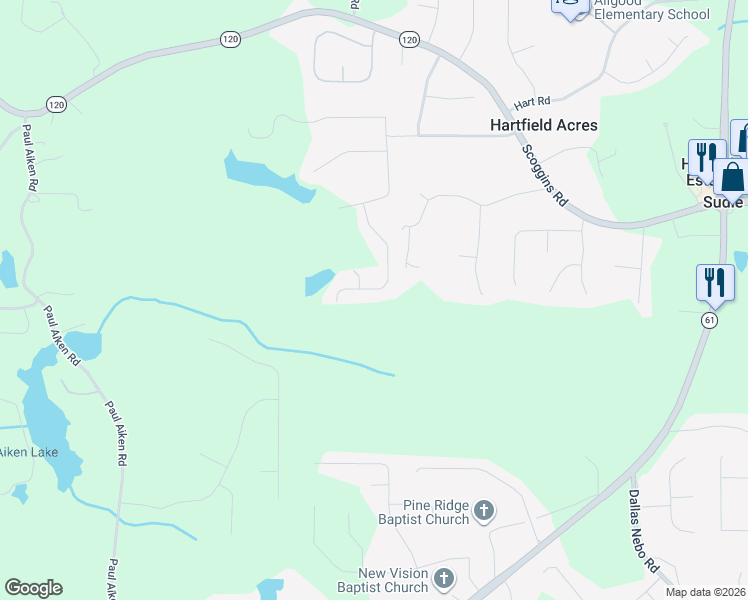 map of restaurants, bars, coffee shops, grocery stores, and more near 247 Paces Overlook Trace in Dallas